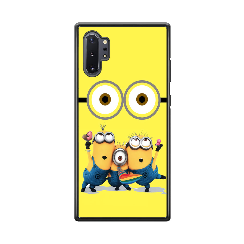 Eyes and Three Minions Samsung Galaxy Note 10 Plus Case-Phone Case-Rubber Black (2D Case)-Altracase