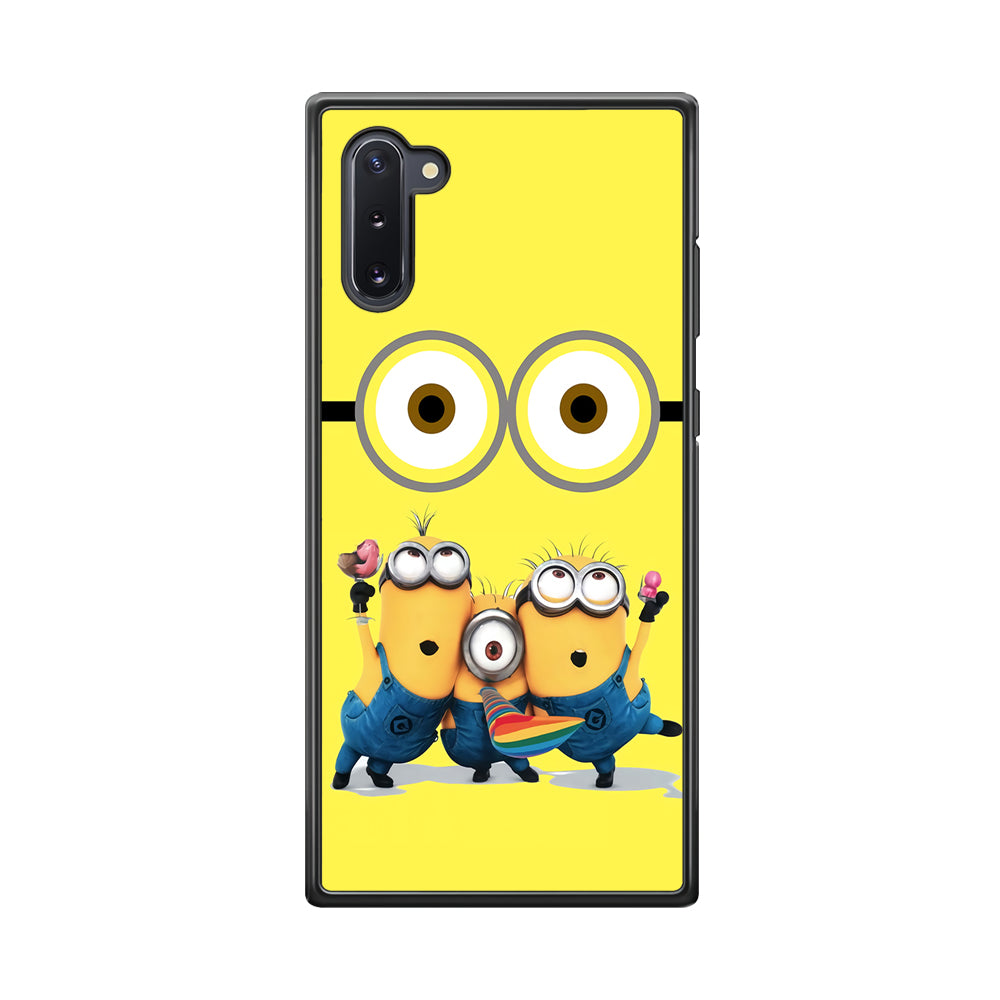 Eyes and Three Minions Samsung Galaxy Note 10 Case-Phone Case-Rubber Black (2D Case)-Altracase