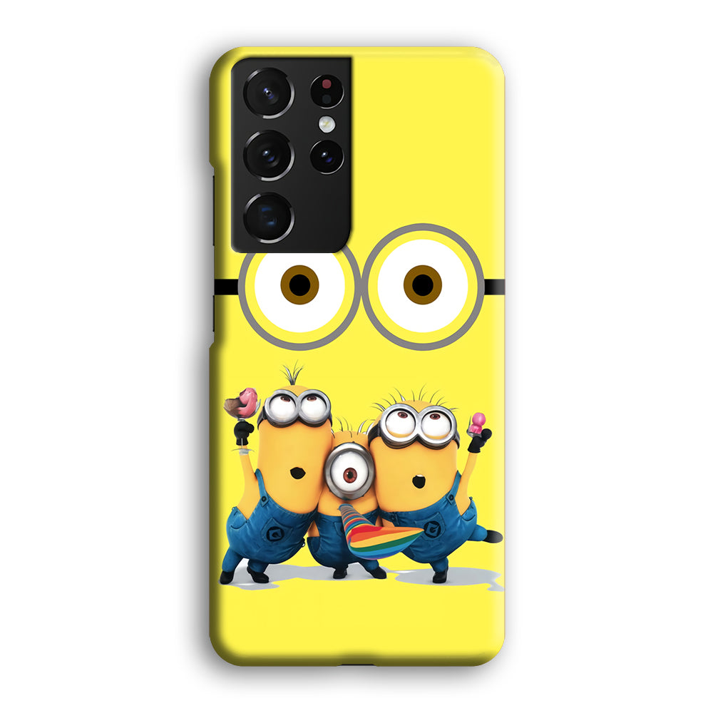 Eyes and Three Minions Samsung Galaxy S21 Ultra Case-Phone Case-3D Case-Altracase