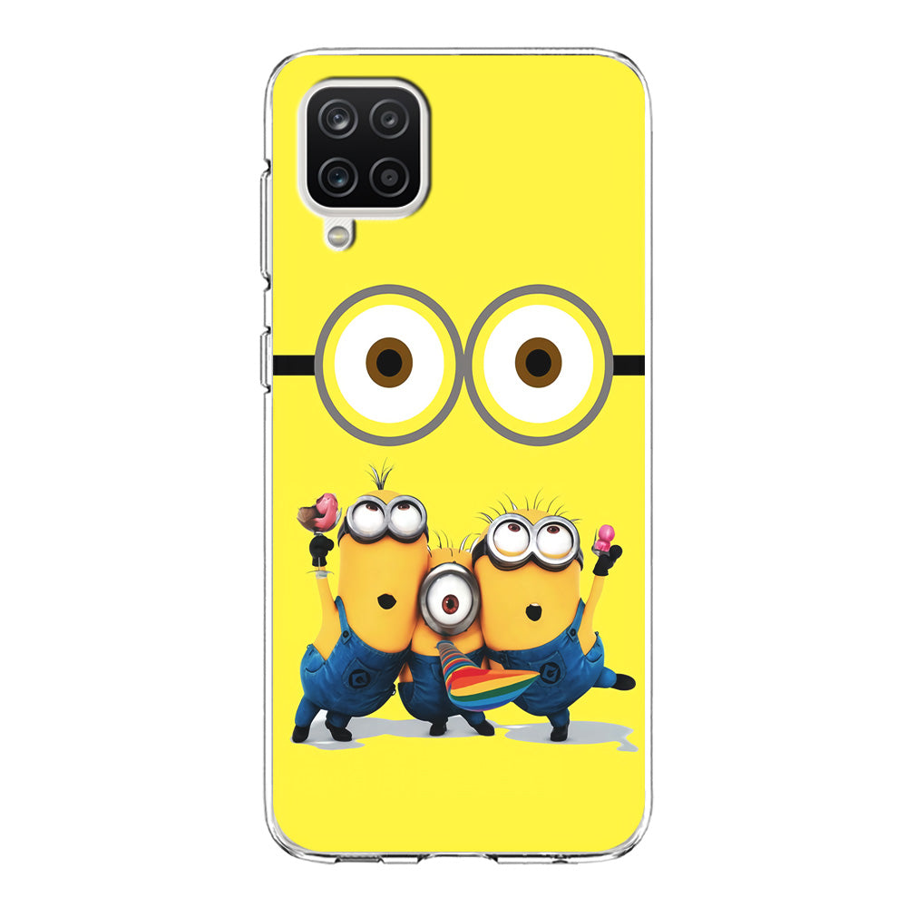 Eyes and Three Minions Samsung Galaxy A12 Case-Phone Case-Clear Soft Case-Altracase