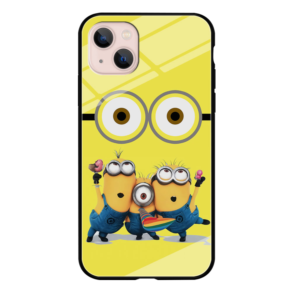Eyes and Three Minions iPhone 15 Plus Case-Phone Case-Tempered Glass Case-Altracase