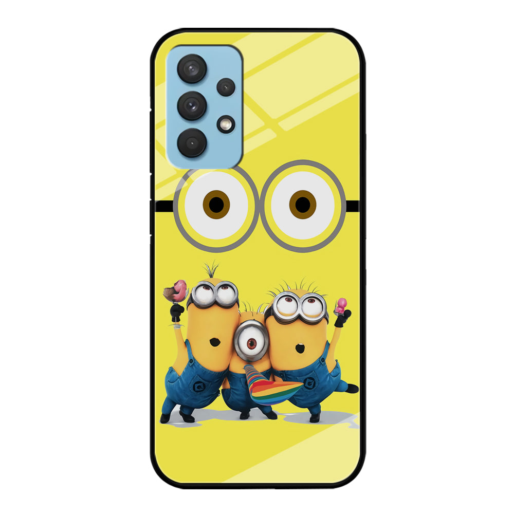 Eyes and Three Minions Samsung Galaxy A32 Case-Phone Case-Tempered Glass Case-Altracase