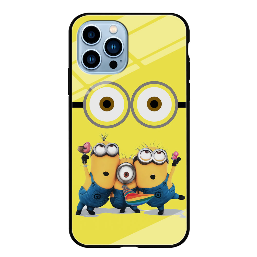 Eyes and Three Minions iPhone 14 Pro Case-Phone Case-Tempered Glass Case-Altracase