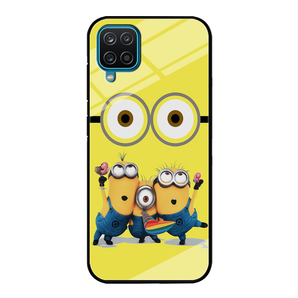Eyes and Three Minions Samsung Galaxy A12 Case-Phone Case-Tempered Glass Case-Altracase