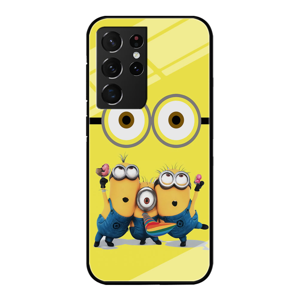 Eyes and Three Minions Samsung Galaxy S21 Ultra Case-Phone Case-Tempered Glass Case-Altracase