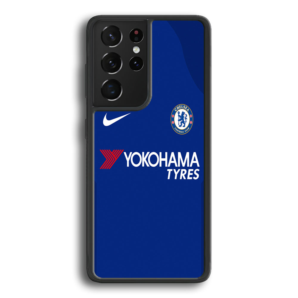 FB Chelsea Jersey Samsung Galaxy S21 Ultra Case-Phone Case-Rubber Black (2D Case)-Altracase