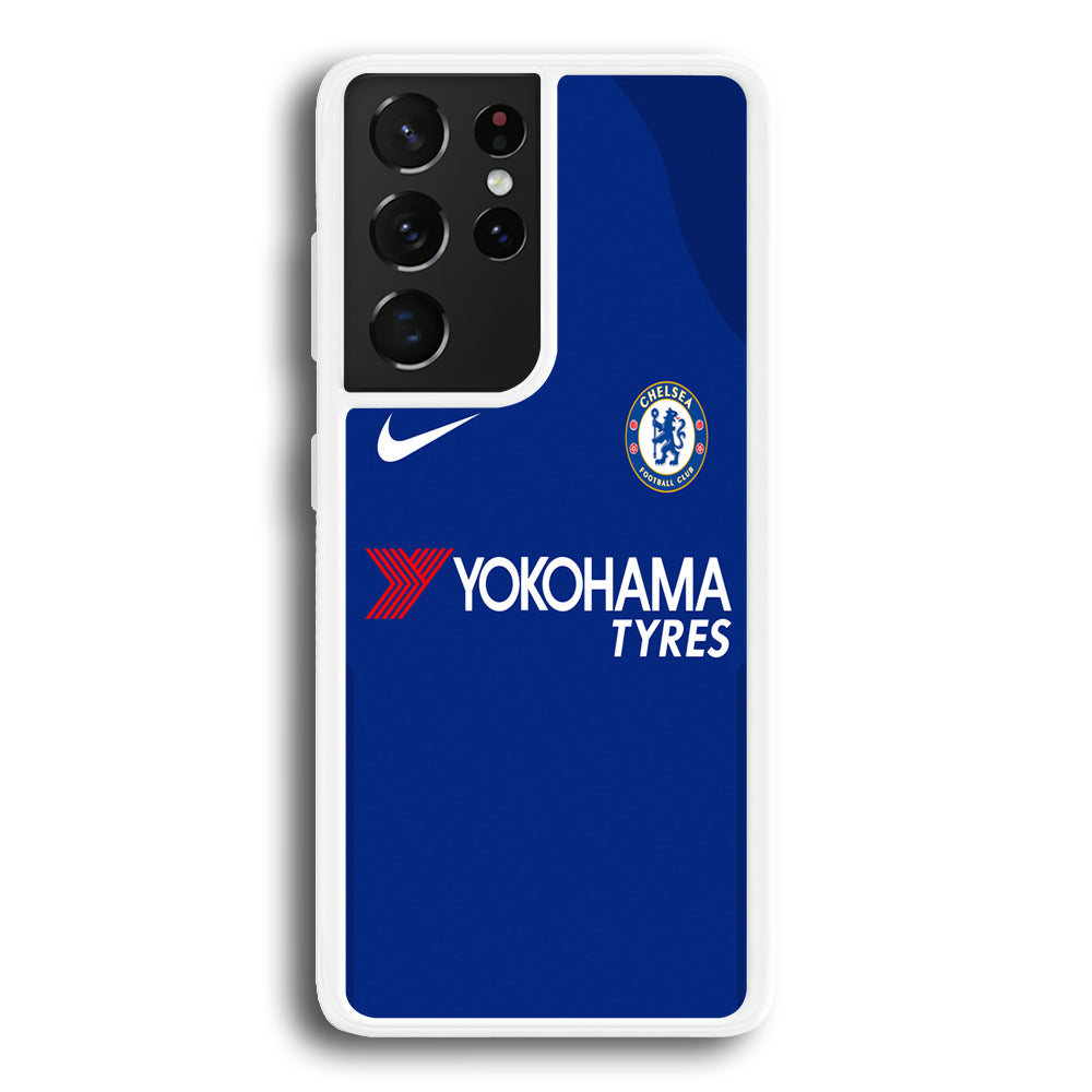 FB Chelsea Jersey Samsung Galaxy S21 Ultra Case-Phone Case-Rubber White (2D Case)-Altracase