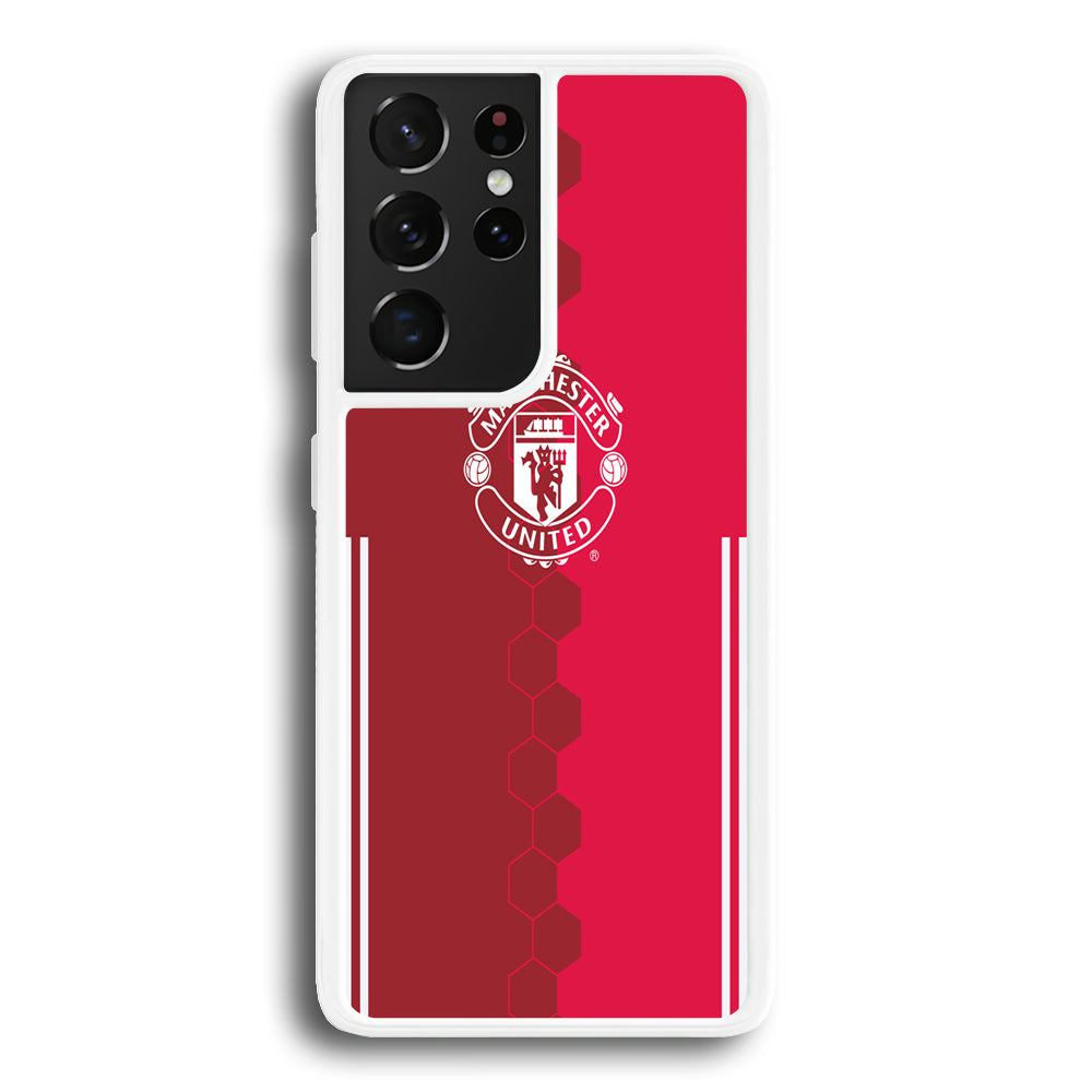 FB Manchester United Samsung Galaxy S21 Ultra Case-Phone Case-Rubber White (2D Case)-Altracase