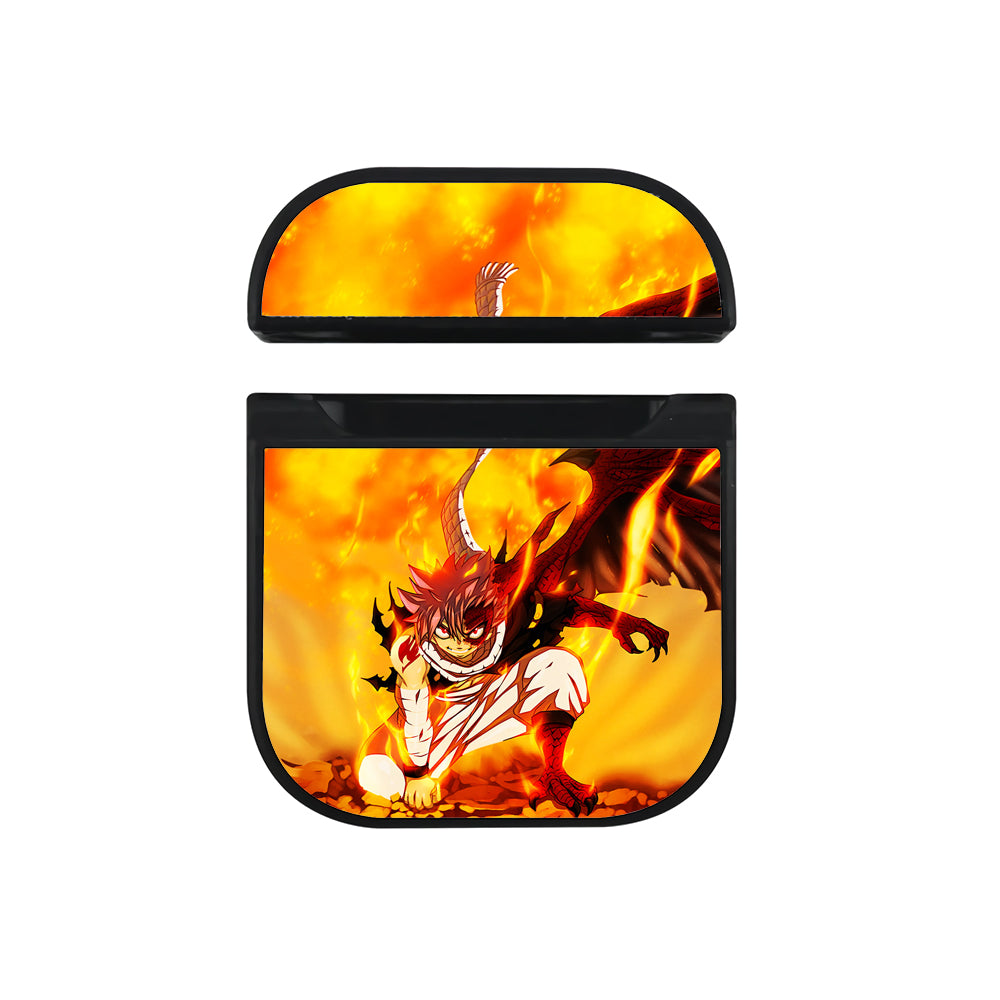 Fairy Tail Natsu Dragneel in Fire Hard Plastic Case Cover For Apple Airpods-AirPod Case-Black-Altracase