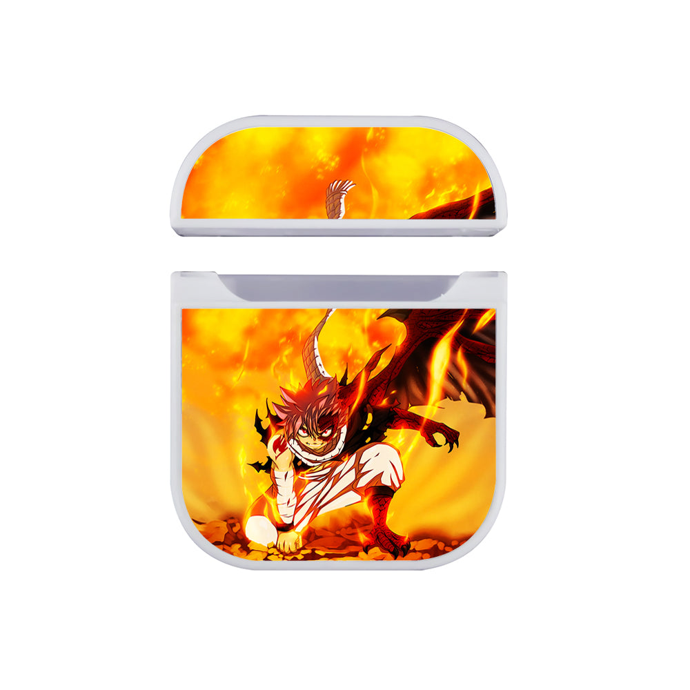 Fairy Tail Natsu Dragneel in Fire Hard Plastic Case Cover For Apple Airpods-AirPod Case-White-Altracase