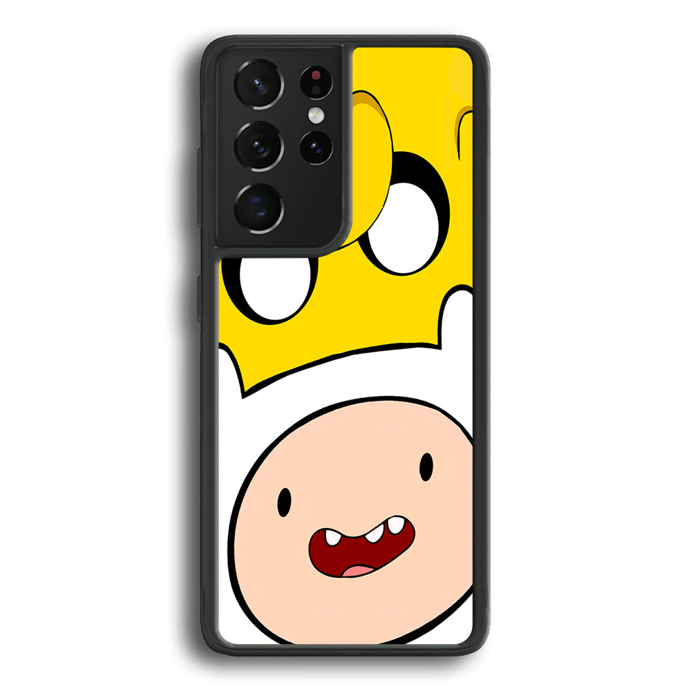 Finn and Jake Adventure Time Samsung Galaxy S21 Ultra Case-Phone Case-Rubber Black (2D Case)-Altracase