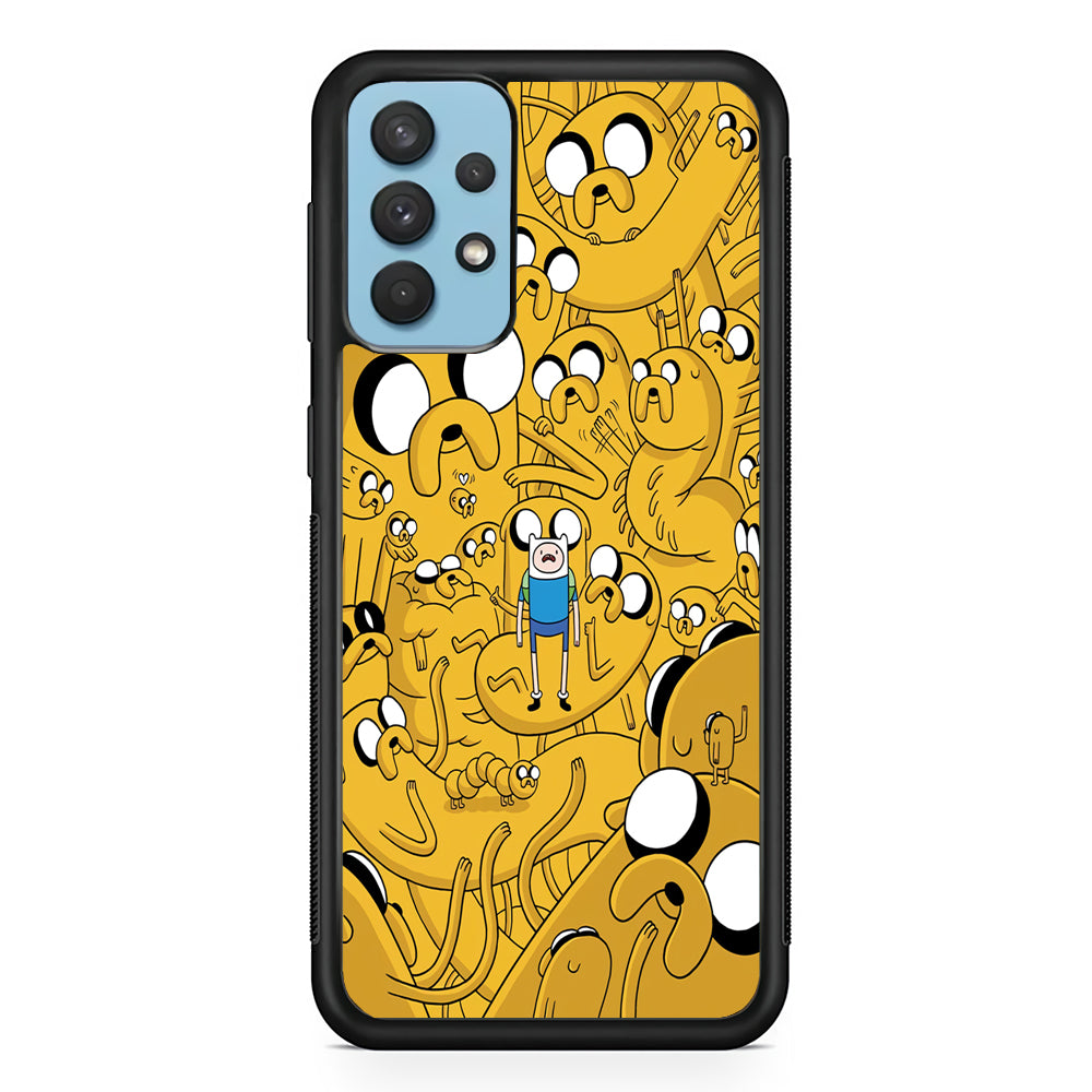Finn and Jake Doodle Samsung Galaxy A32 Case-Phone Case-Rubber Black (2D Case)-Altracase