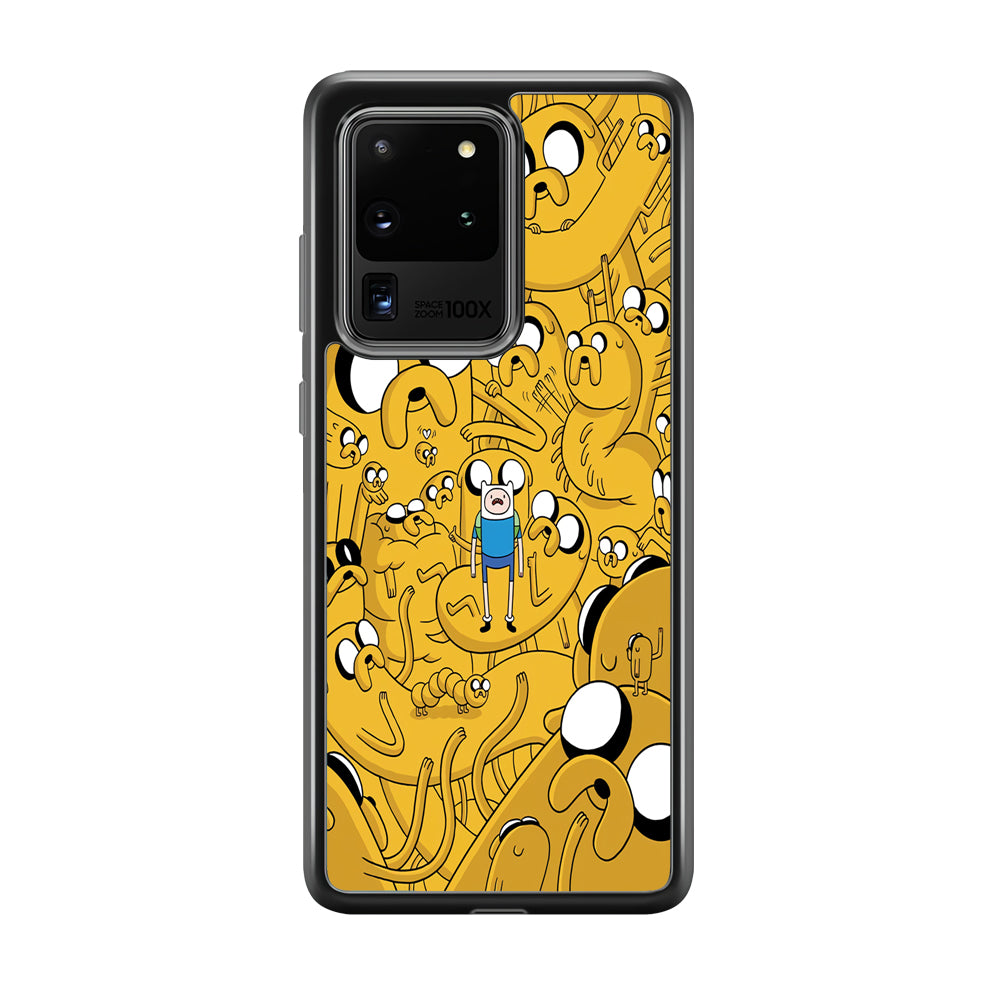 Finn and Jake Doodle Samsung Galaxy S20 Ultra Case-Phone Case-Rubber Black (2D Case)-Altracase