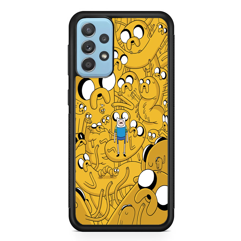 Finn and Jake Doodle Samsung Galaxy A72 Case-Phone Case-Rubber Black (2D Case)-Altracase