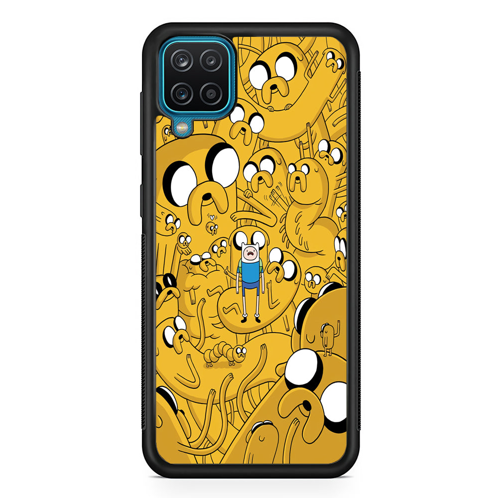 Finn and Jake Doodle Samsung Galaxy A12 Case-Phone Case-Rubber Black (2D Case)-Altracase