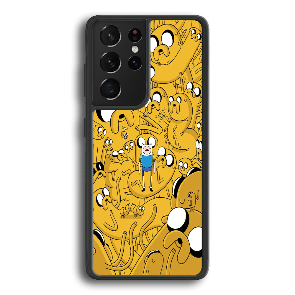 Finn and Jake Doodle Samsung Galaxy S21 Ultra Case-Phone Case-Rubber Black (2D Case)-Altracase