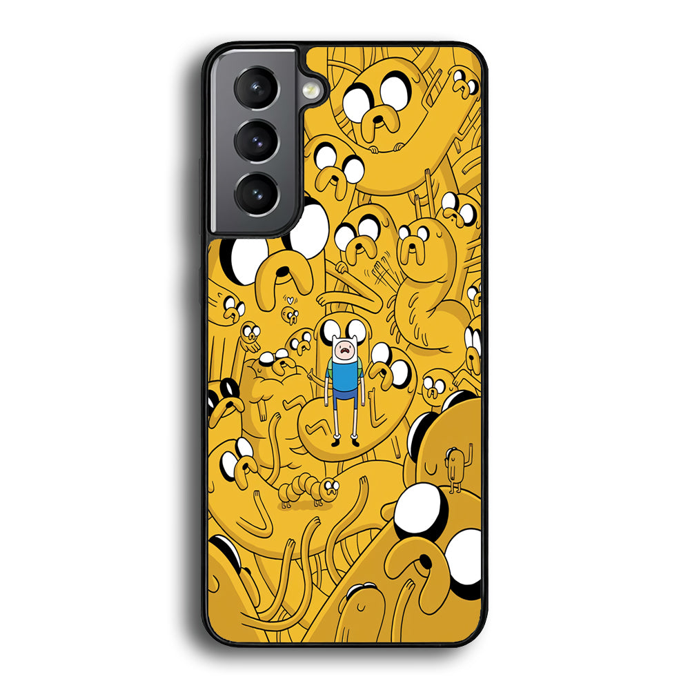 Finn and Jake Doodle Samsung Galaxy S21 Plus Case-Phone Case-Rubber Black (2D Case)-Altracase