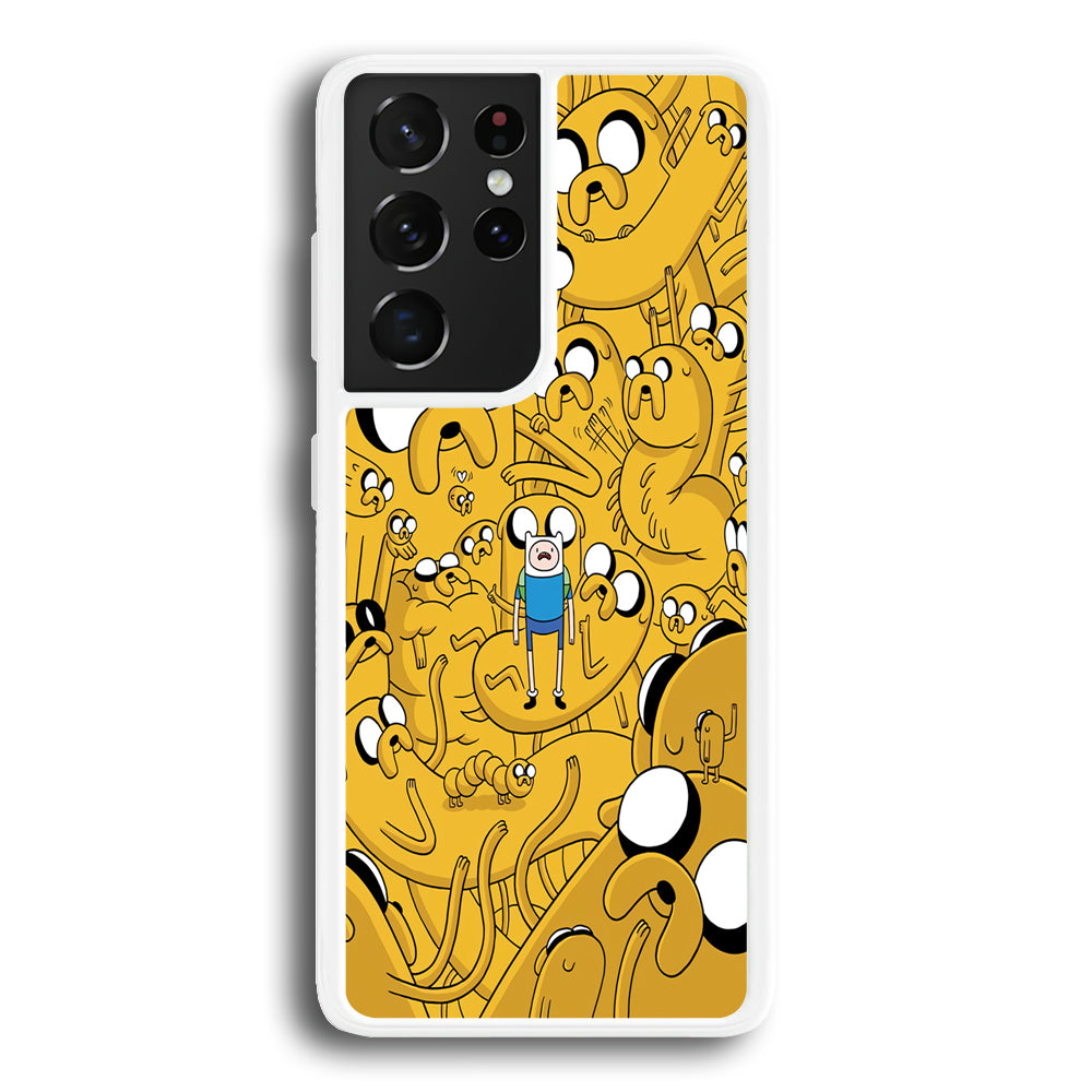 Finn and Jake Doodle Samsung Galaxy S21 Ultra Case-Phone Case-Rubber White (2D Case)-Altracase