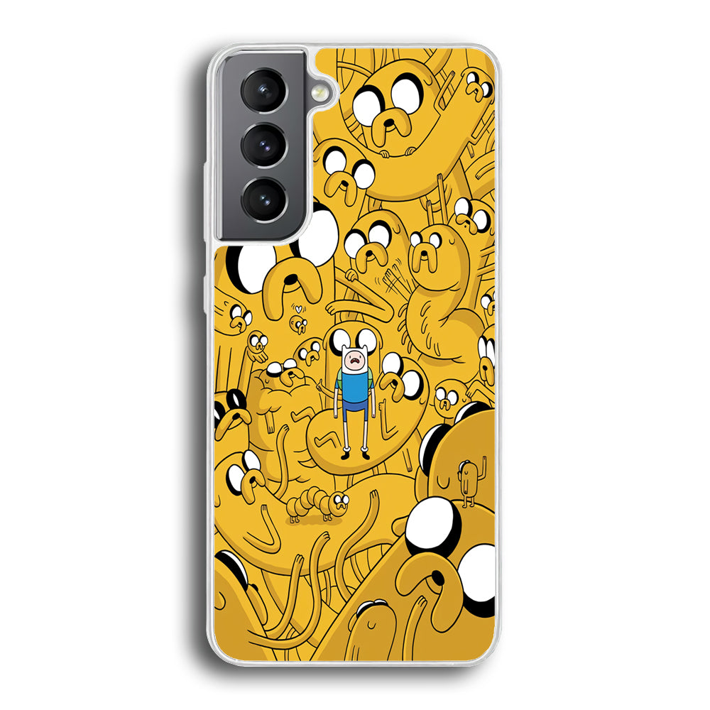 Finn and Jake Doodle Samsung Galaxy S21 Plus Case-Phone Case-Rubber White (2D Case)-Altracase