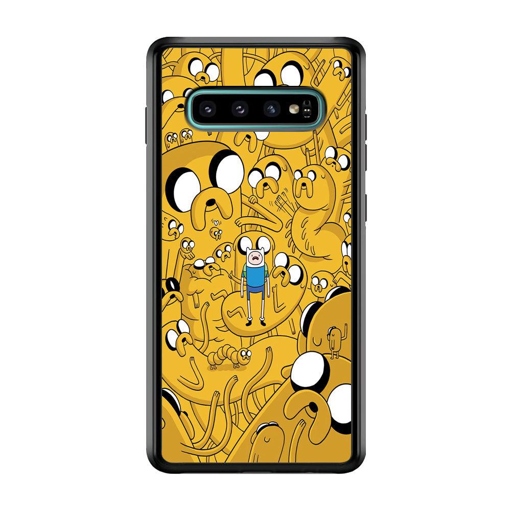 Finn and Jake Doodle Samsung Galaxy S10 Plus Case-Phone Case-Rubber Black (2D Case)-Altracase