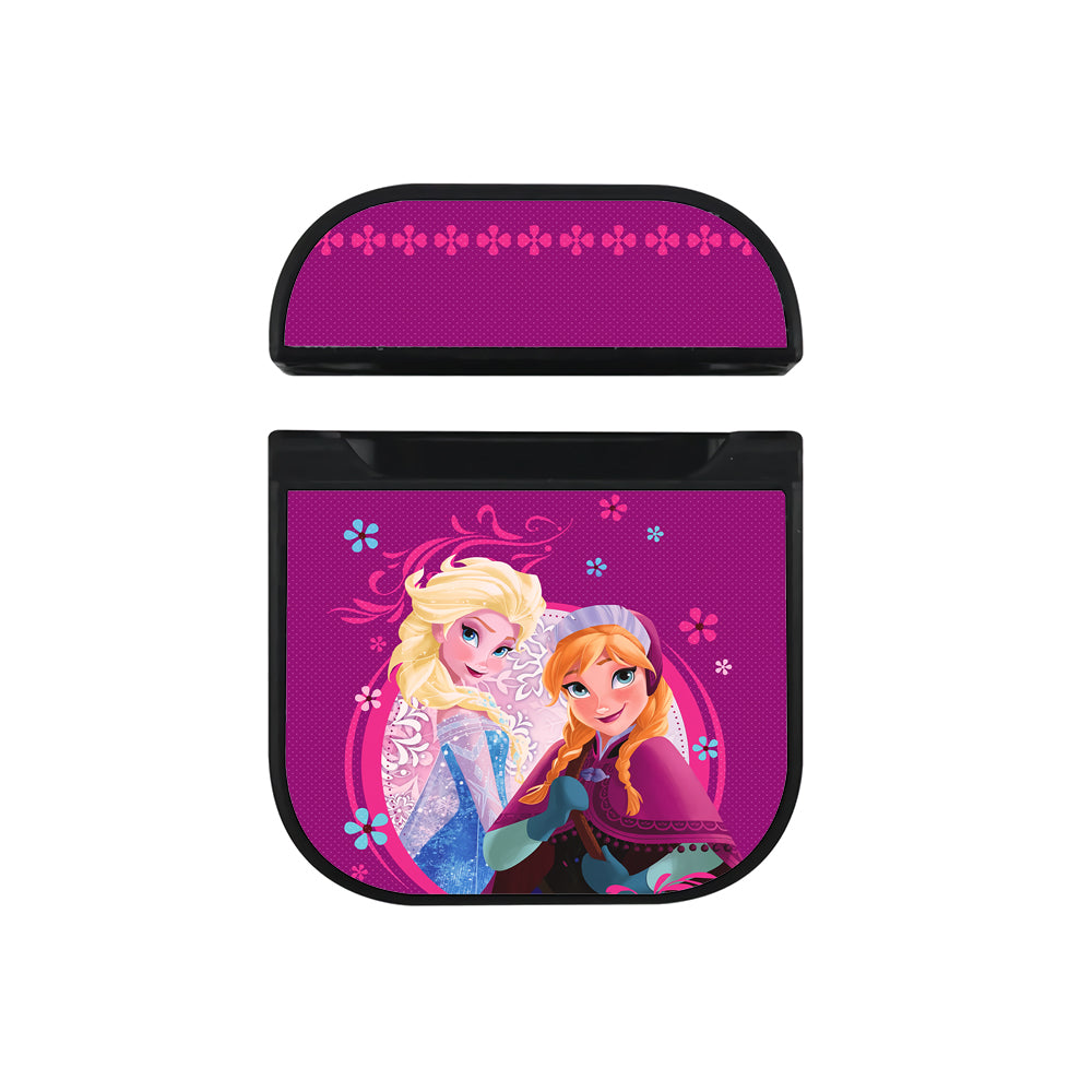 Frozen Elsa and Anna Flower Apple AirPods Case-AirPod Case-Black-Altracase