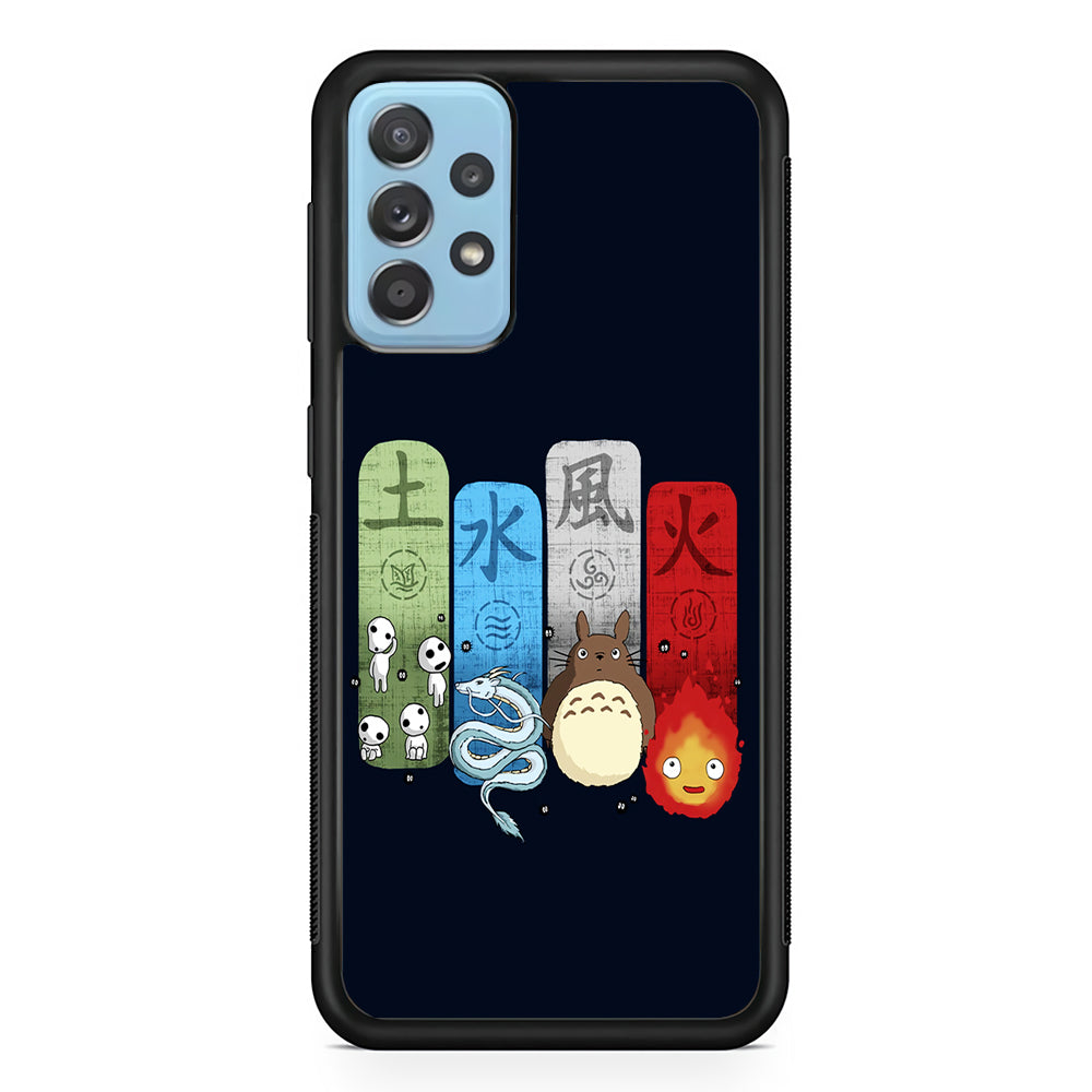 Ghibli Elemental Charms Blue Samsung Galaxy A72 Case-Phone Case-Rubber Black (2D Case)-Altracase