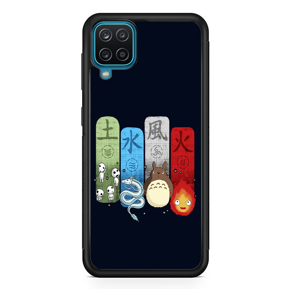 Ghibli Elemental Charms Blue Samsung Galaxy A12 Case-Phone Case-Rubber Black (2D Case)-Altracase
