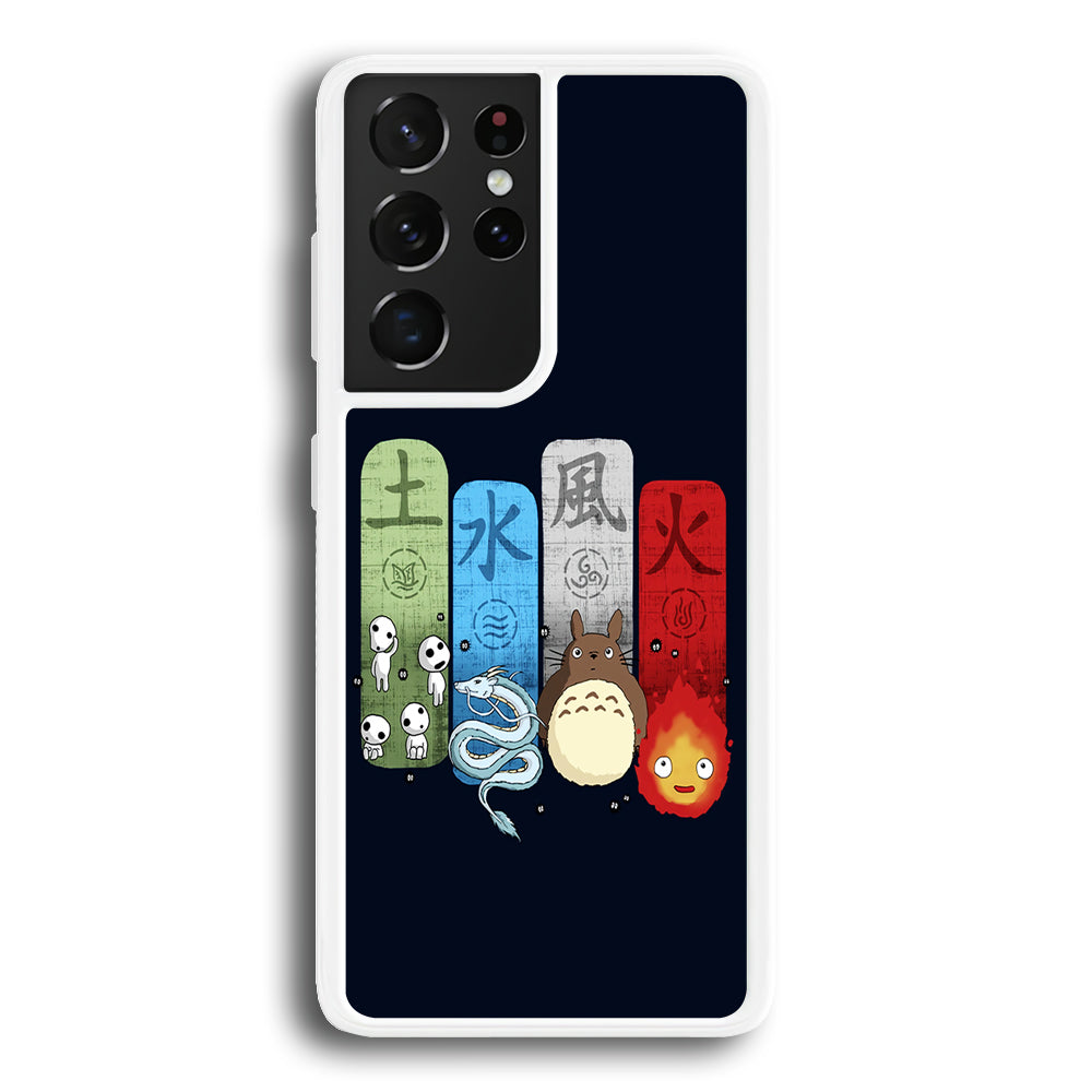 Ghibli Elemental Charms Blue Samsung Galaxy S21 Ultra Case-Phone Case-Rubber White (2D Case)-Altracase
