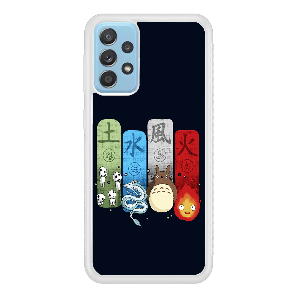 Ghibli Elemental Charms Blue Samsung Galaxy A72 Case-Phone Case-Rubber White (2D Case)-Altracase