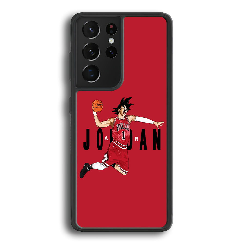 Goku Air Jordan Chicago Bulls Samsung Galaxy S23 Ultra Case-Mobile Phone Case-Rubber Black (2D Case)-Altracase