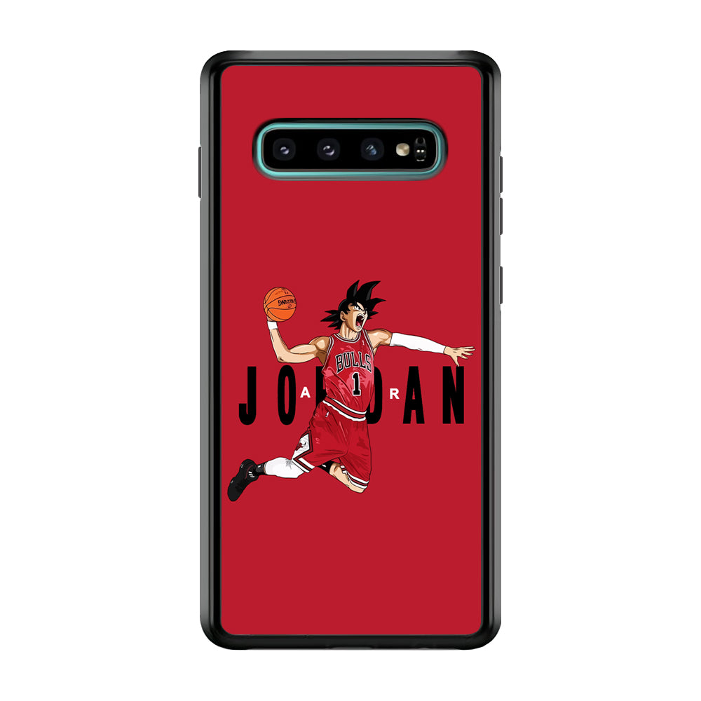 Goku Air Jordan Chicago Bulls Samsung Galaxy S10 Case-Mobile Phone Case-Rubber Black (2D Case)-Altracase