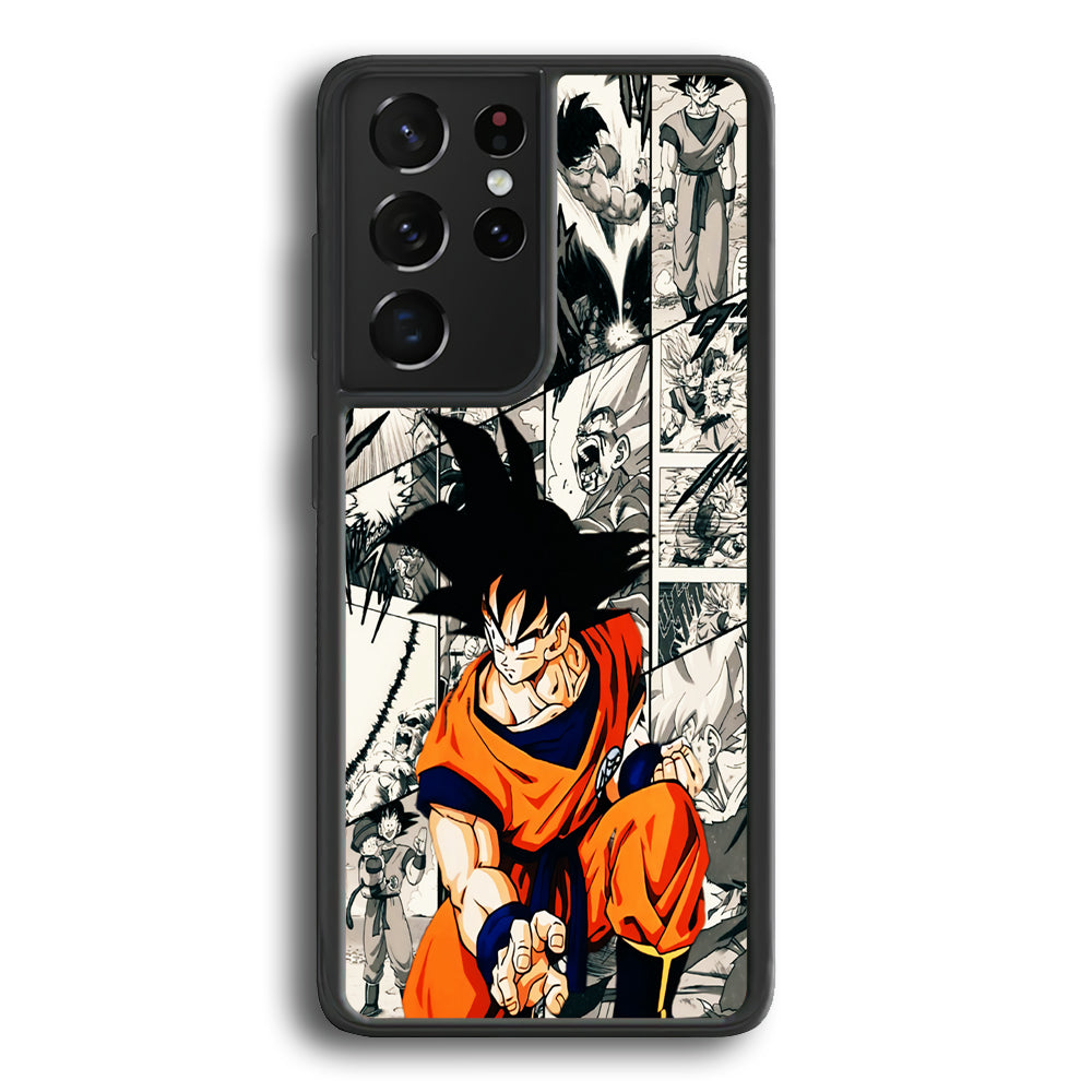 Goku Comic Collage Samsung Galaxy S24 Ultra Case-Phone Case-Rubber Black (2D Case)-Altracase
