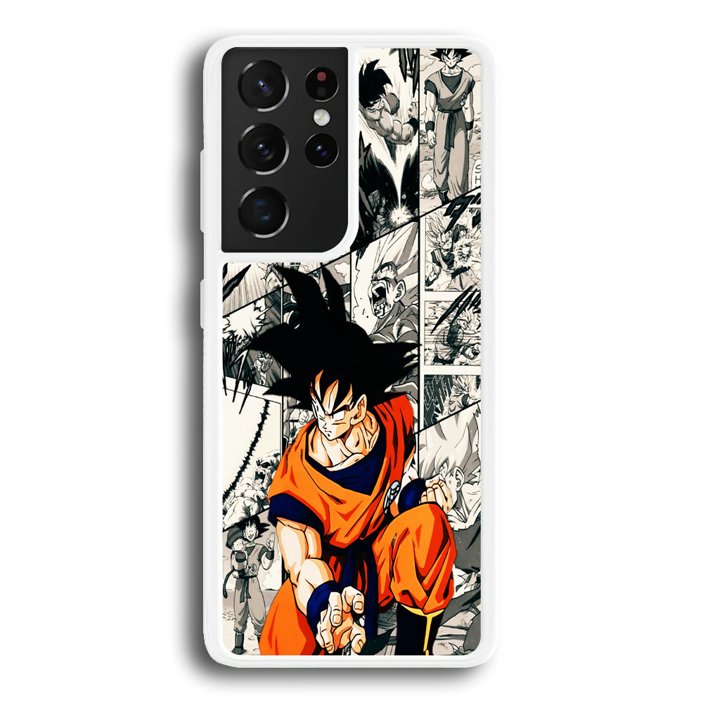 Goku Comic Collage Samsung Galaxy S21 Ultra Case-Phone Case-Rubber White (2D Case)-Altracase