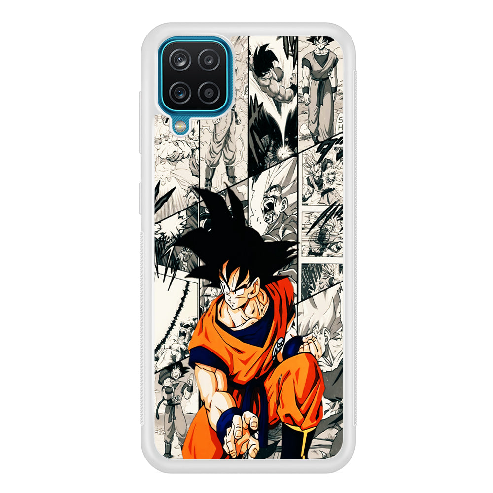 Goku Comic Collage Samsung Galaxy A12 Case-Phone Case-Rubber White (2D Case)-Altracase