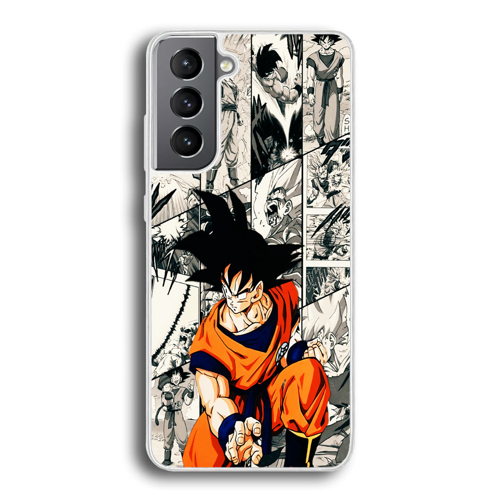 Goku Comic Collage Samsung Galaxy S21 Plus Case-Phone Case-Rubber White (2D Case)-Altracase