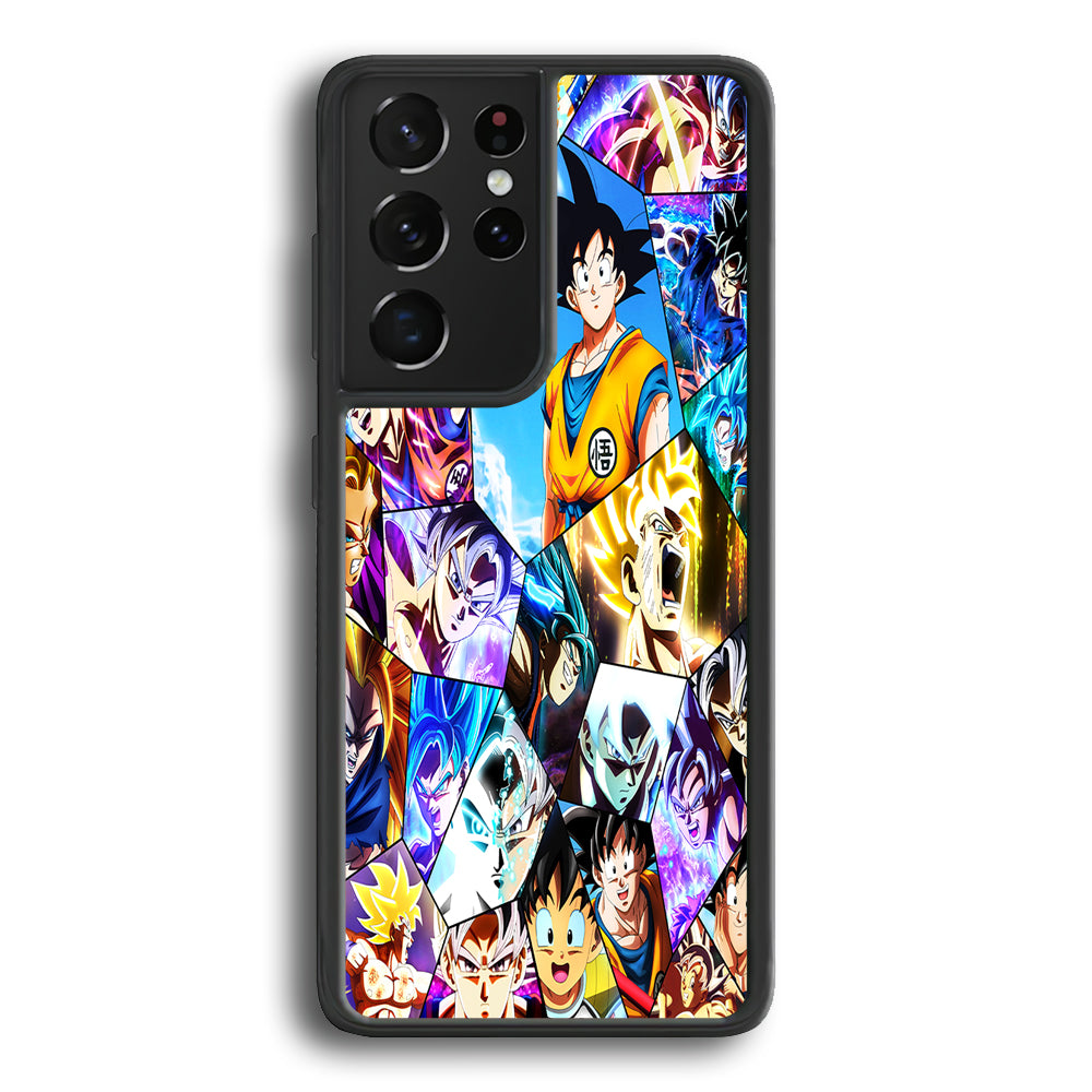 Goku Evolution Collage Samsung Galaxy S21 Ultra Case-Phone Case-Rubber Black (2D Case)-Altracase