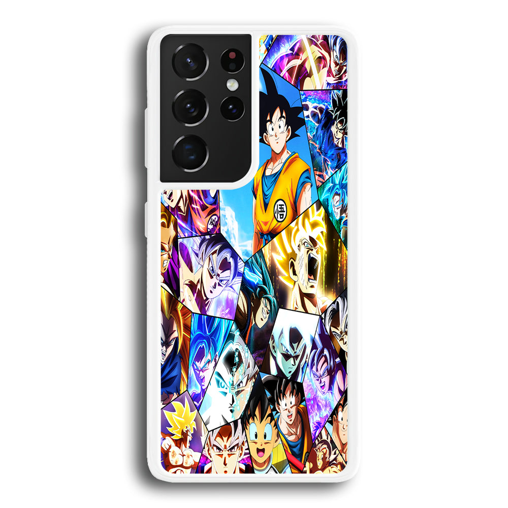 Goku Evolution Collage Samsung Galaxy S21 Ultra Case-Phone Case-Rubber White (2D Case)-Altracase