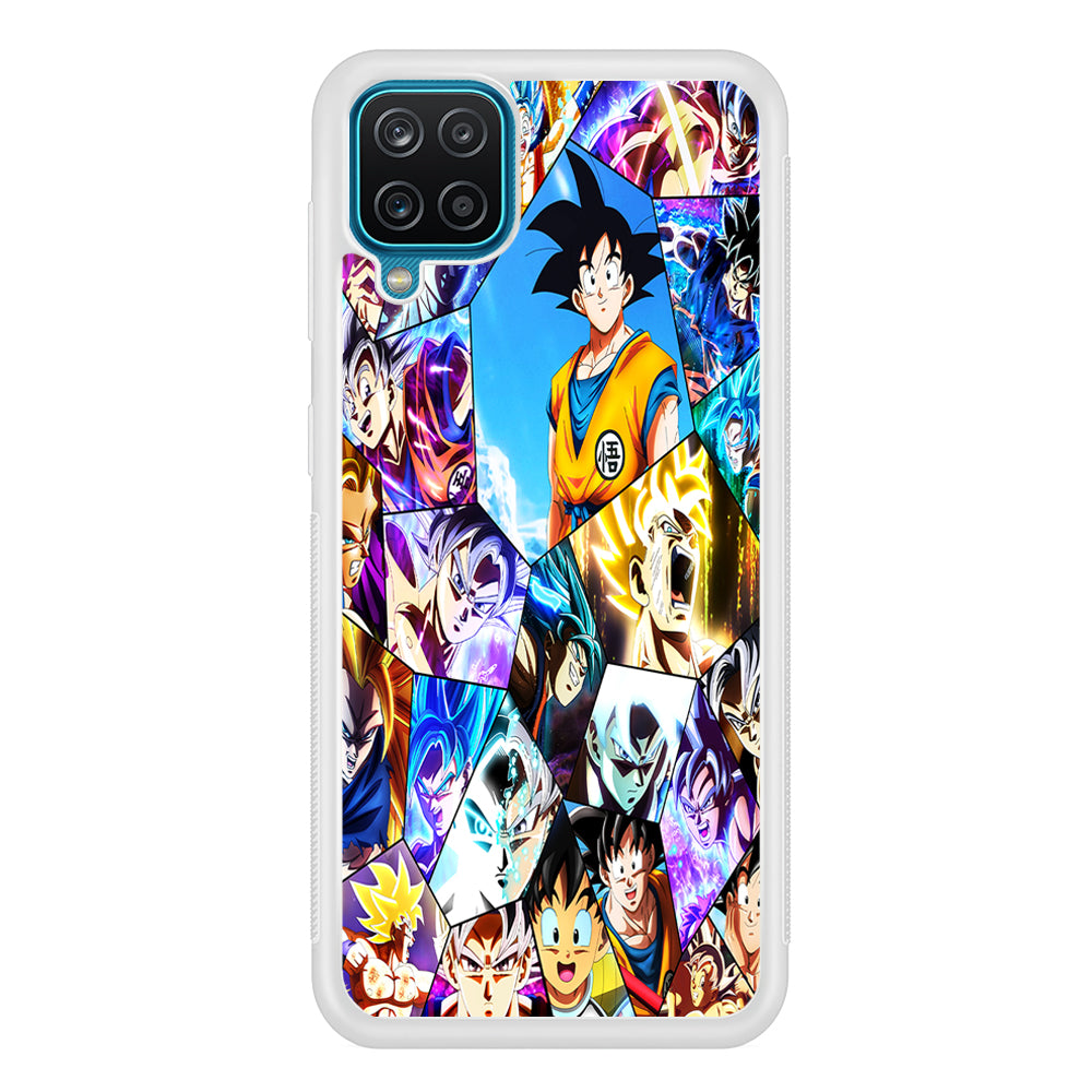 Goku Evolution Collage Samsung Galaxy A12 Case-Phone Case-Rubber White (2D Case)-Altracase