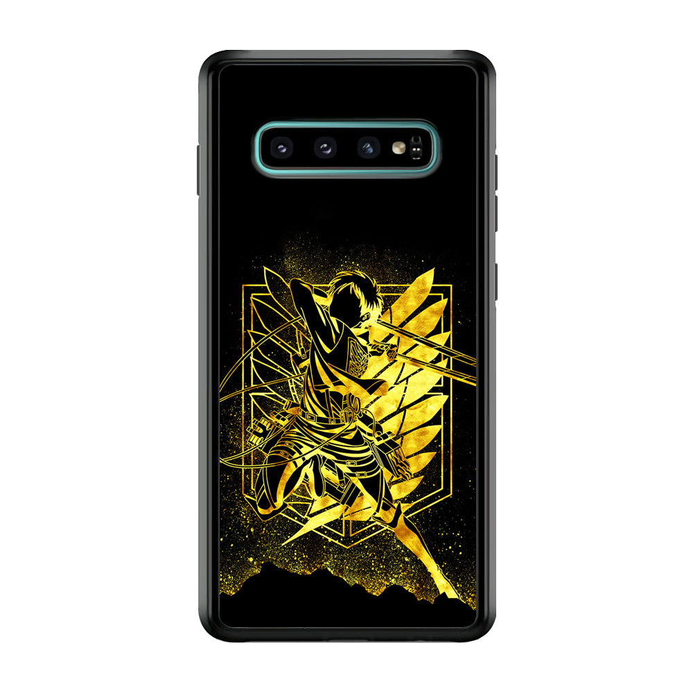 Golden Eren Attack On Titan Samsung Galaxy S10 Case-Phone Case-Rubber Black (2D Case)-Altracase