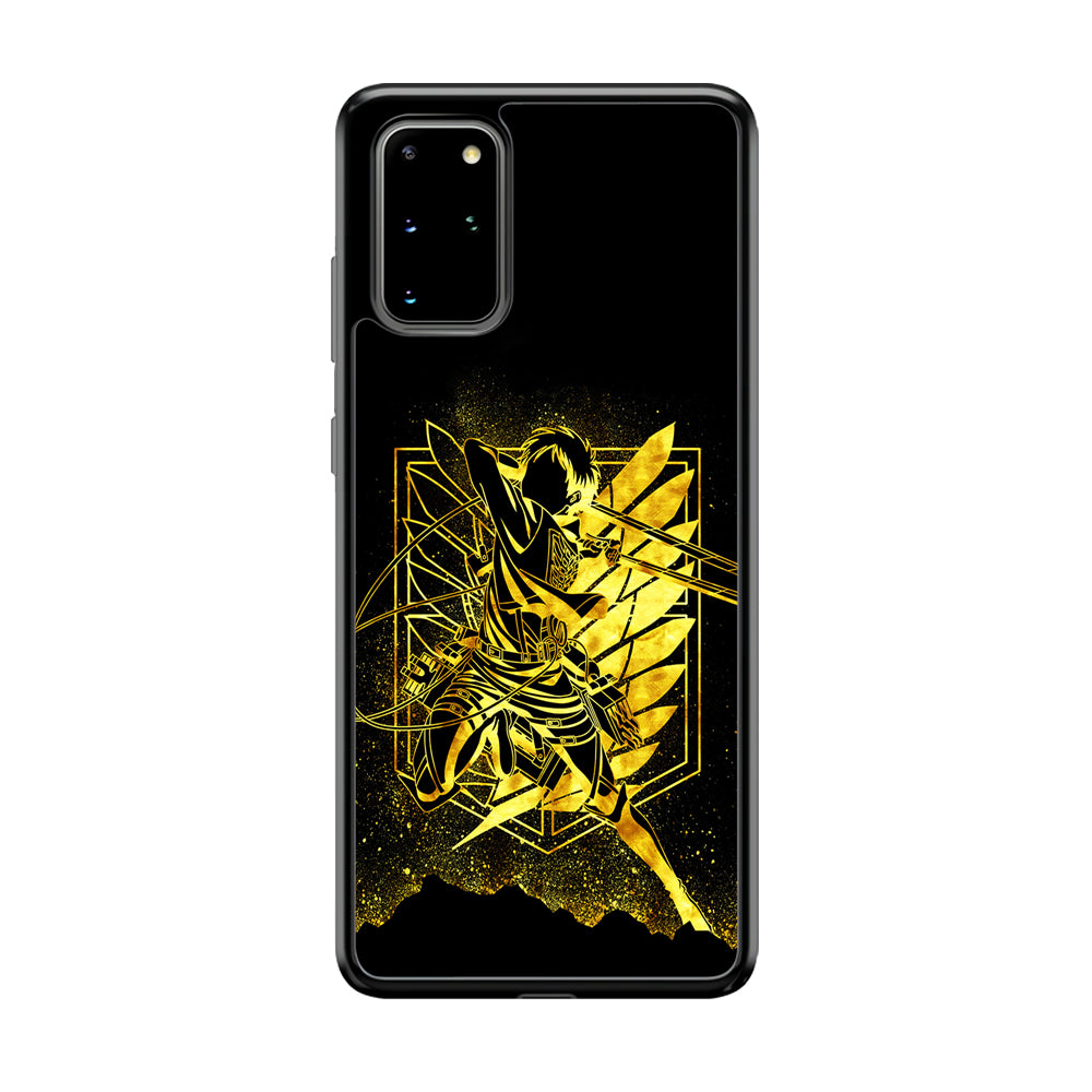Golden Eren Attack On Titan Samsung Galaxy S20 Plus Case-Phone Case-Rubber Black (2D Case)-Altracase