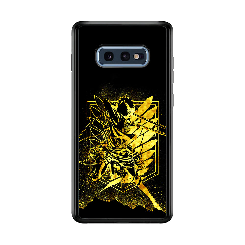 Golden Eren Attack On Titan Samsung Galaxy S10E Case-Phone Case-Rubber Black (2D Case)-Altracase