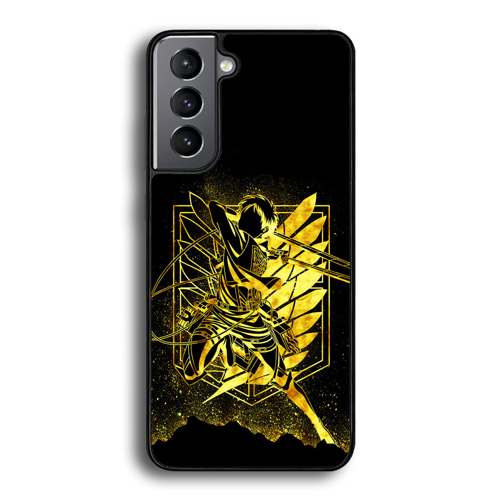 Golden Eren Attack On Titan Samsung Galaxy S21 Plus Case-Phone Case-Rubber Black (2D Case)-Altracase