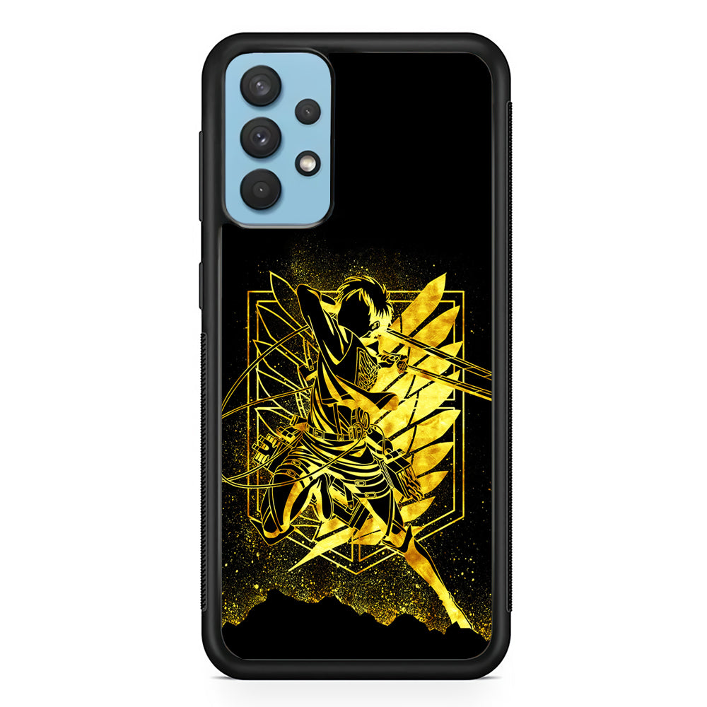 Golden Eren Attack On Titan Samsung Galaxy A32 Case-Phone Case-Rubber Black (2D Case)-Altracase