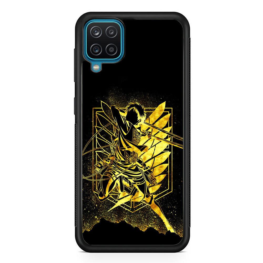 Golden Eren Attack On Titan Samsung Galaxy A12 Case-Phone Case-Rubber Black (2D Case)-Altracase