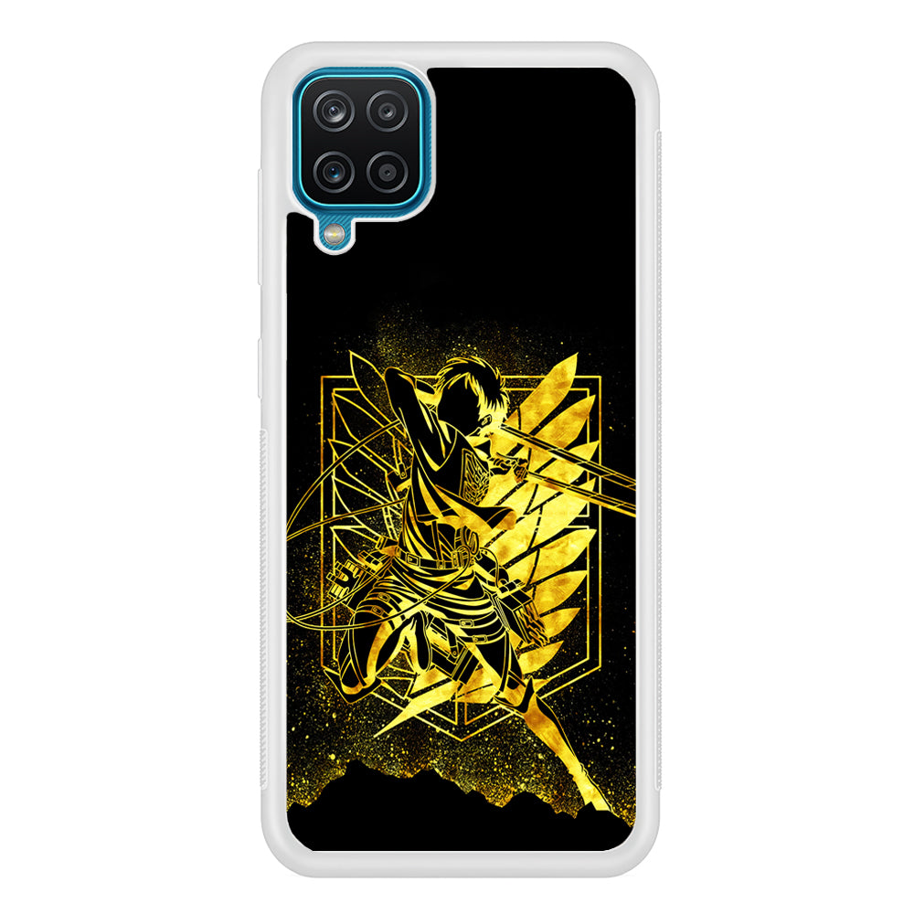 Golden Eren Attack On Titan Samsung Galaxy A12 Case-Phone Case-Rubber White (2D Case)-Altracase