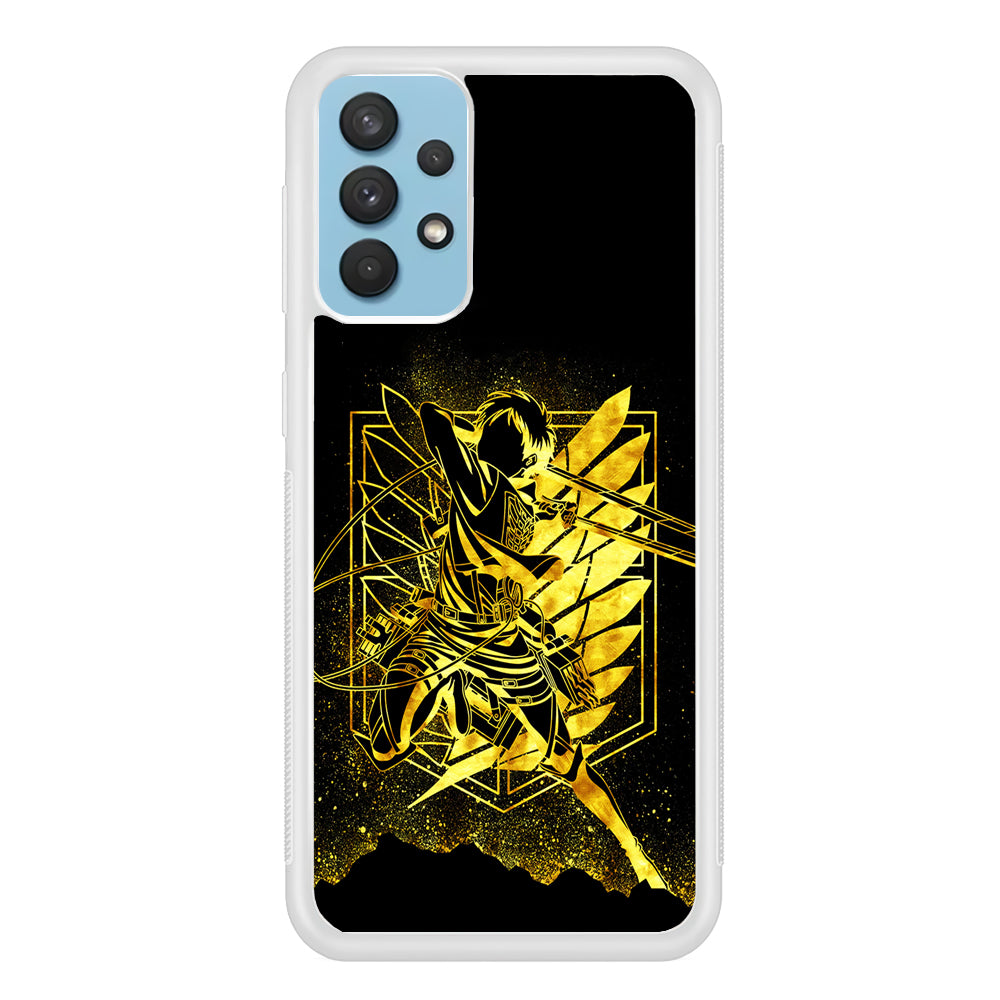 Golden Eren Attack On Titan Samsung Galaxy A32 Case-Phone Case-Rubber White (2D Case)-Altracase