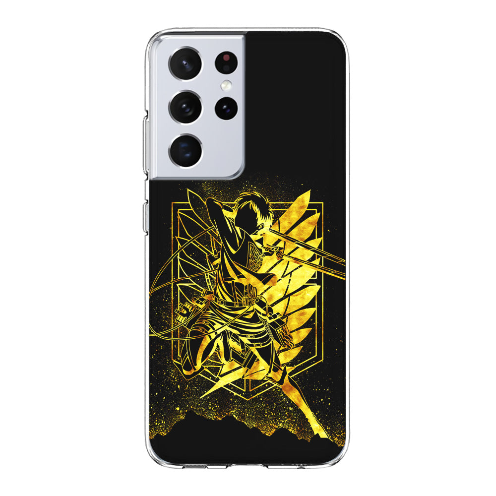 Golden Eren Attack On Titan Samsung Galaxy S21 Ultra Case-Phone Case-Clear Soft Case-Altracase