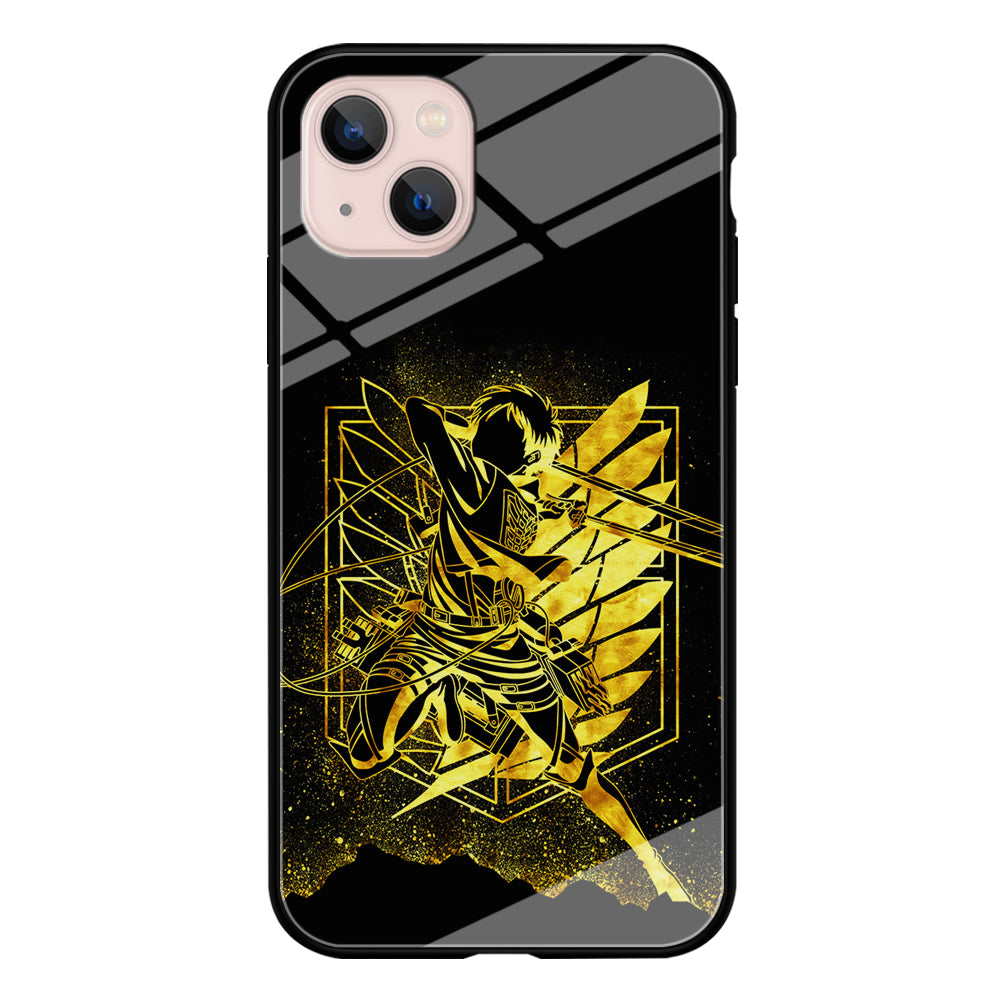 Golden Eren Attack On Titan iPhone 15 Plus Case-Phone Case-Tempered Glass Case-Altracase
