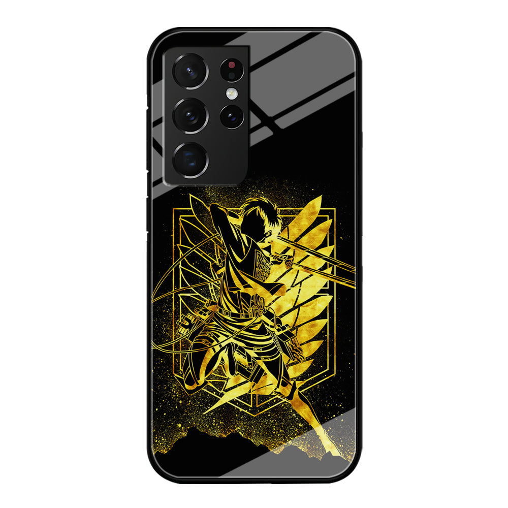 Golden Eren Attack On Titan Samsung Galaxy S22 Ultra Case-Phone Case-Tempered Glass Case-Altracase