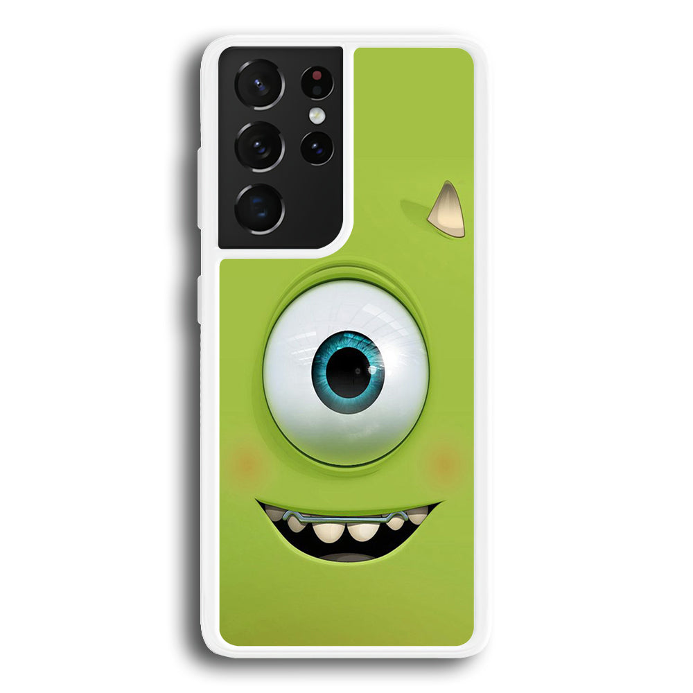 Green Face Monster Samsung Galaxy S21 Ultra Case-Phone Case-Rubber White (2D Case)-Altracase